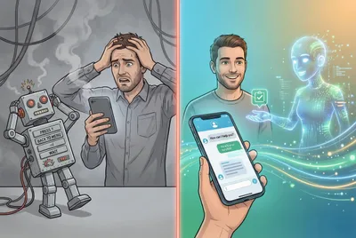 Smart AI agent compared to a button bot